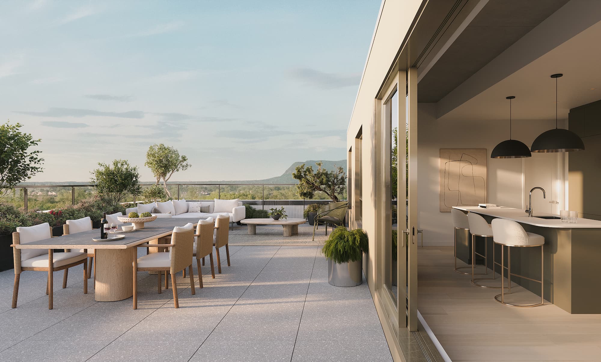 Piscine et jardins du projet Riviera